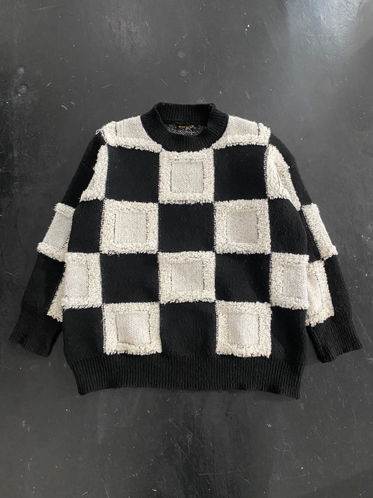 black and white design pile knit