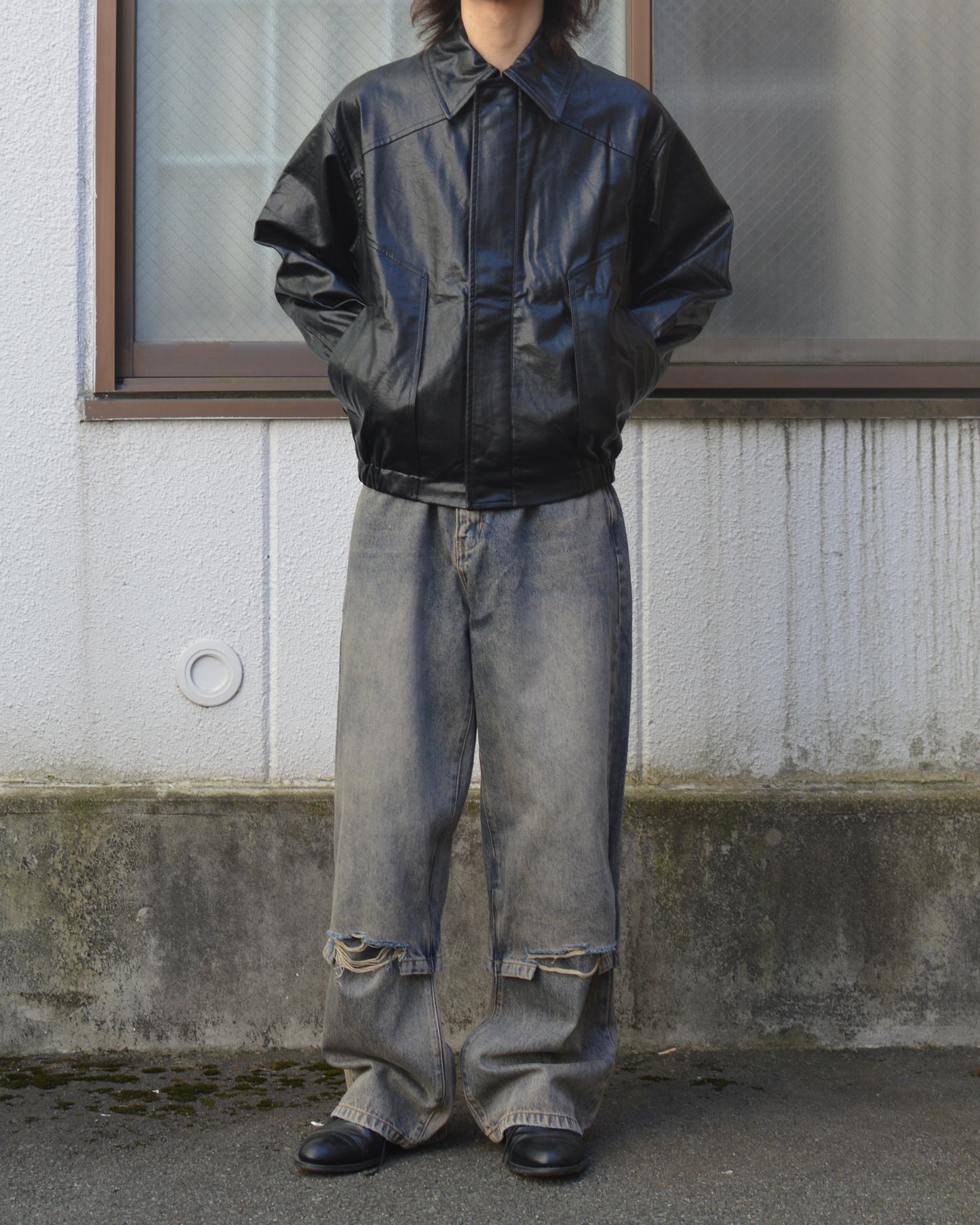 CODA BLACK SYNTHETIC LEATHER CLUB JACKET