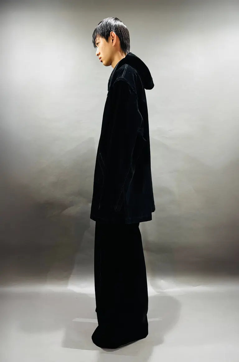 SYUMAN.　COVERED DENIM HOODIE - Coat / BLACK