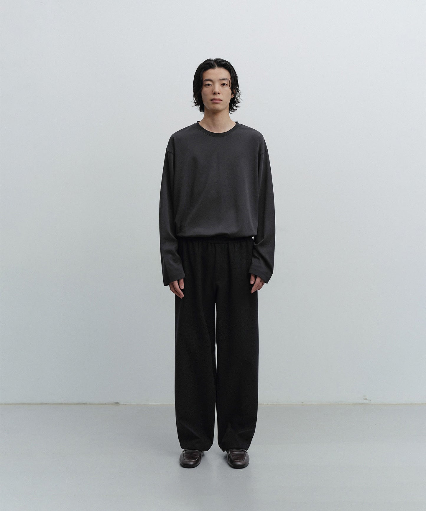 ANOTHER OFFICE Cashmere Banding Easy Pants BLACK