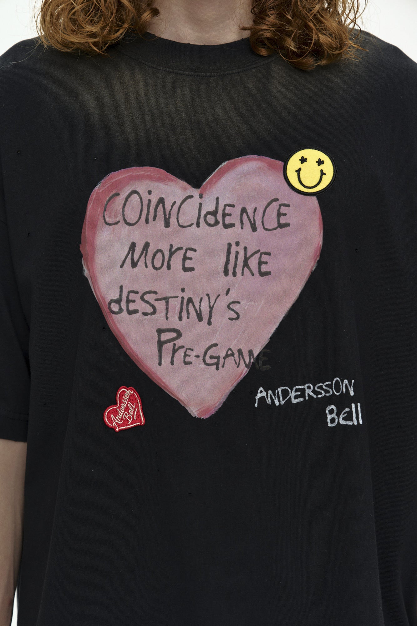 ADSB / UNISEX SPRAY WASHED HEART MESSAGE T-SHIRT