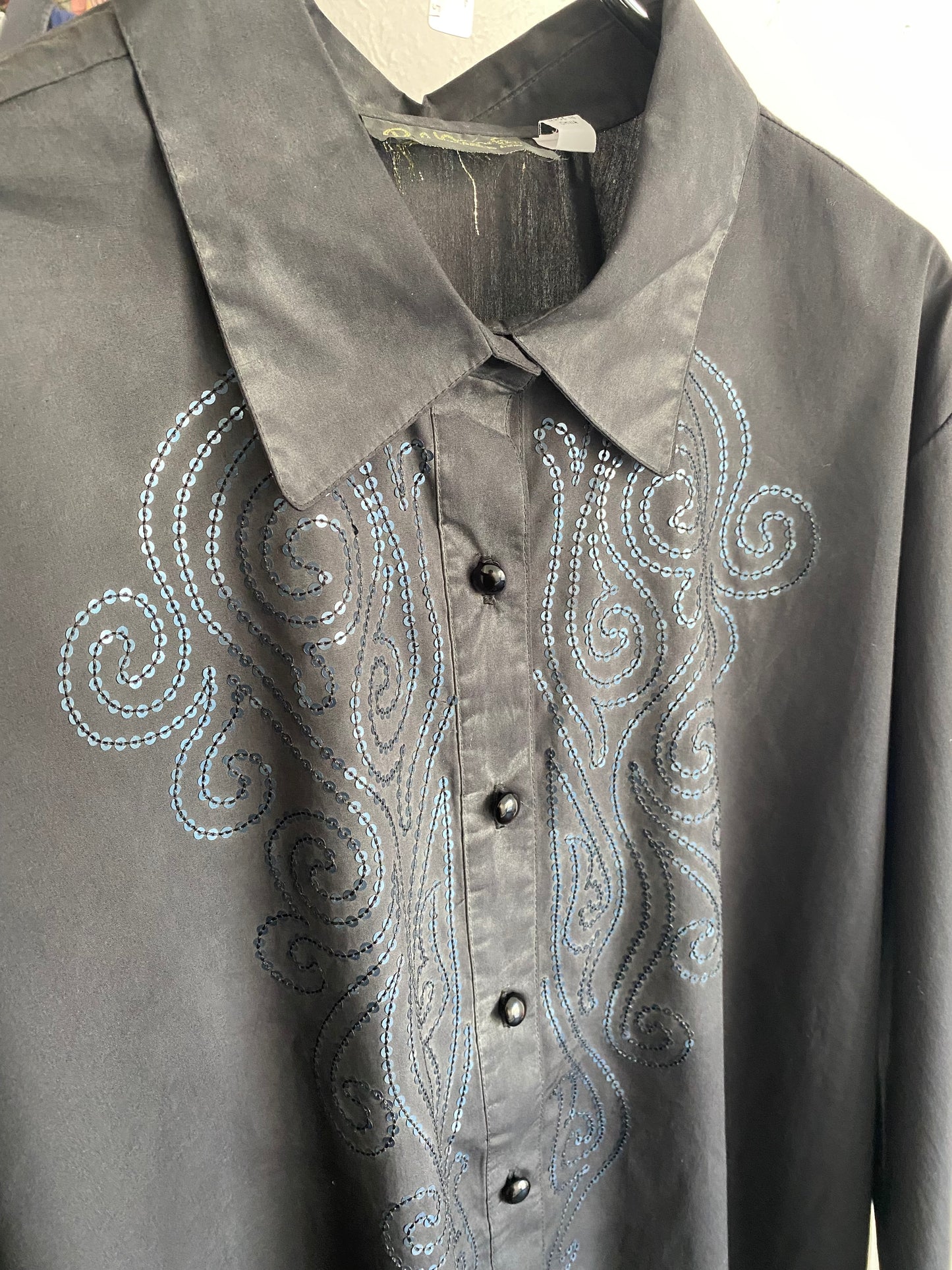 00s Bob Mackie sequins embroidery oversize shirt