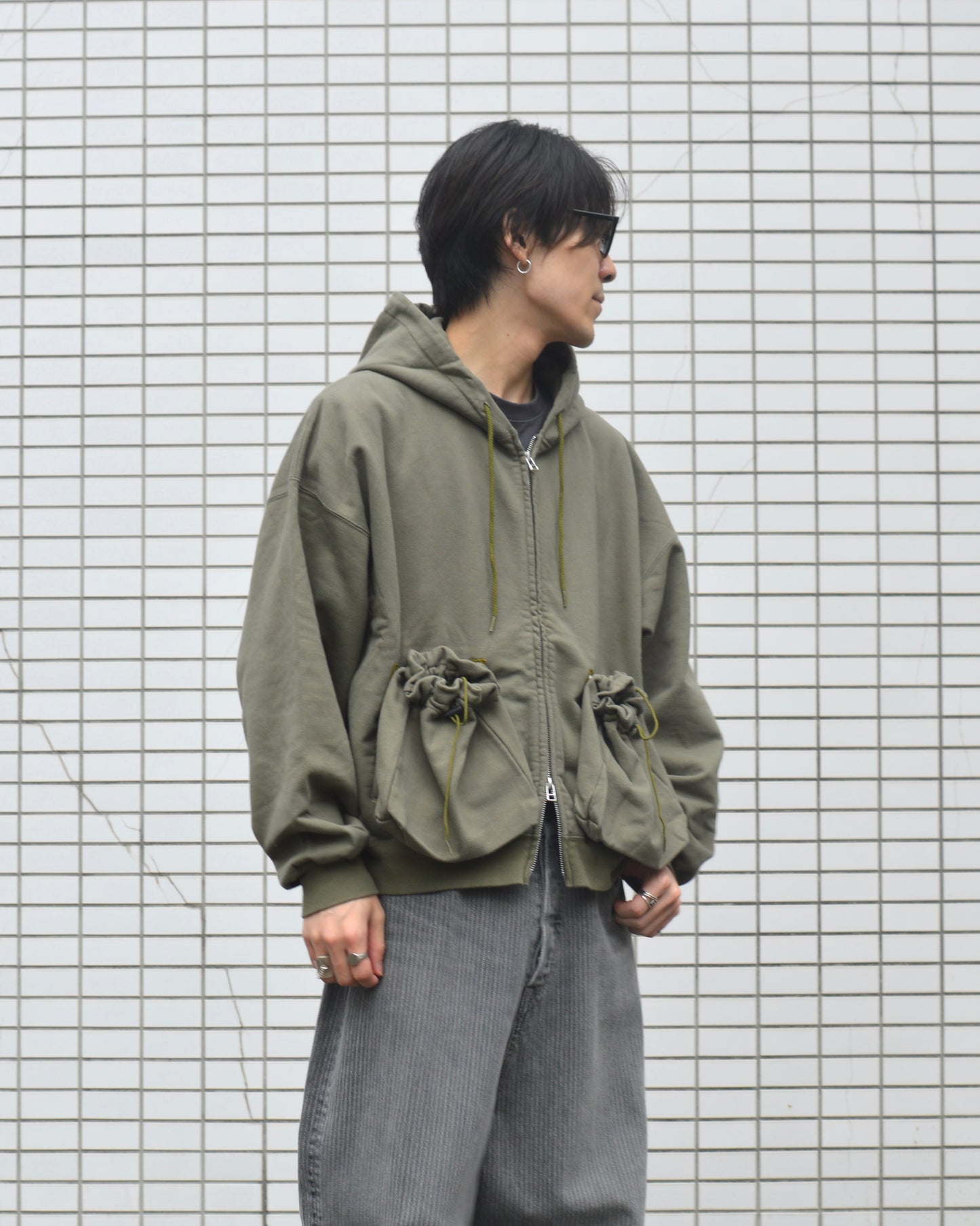 refomed "KINCHAKU" ZIP UP HOODIE