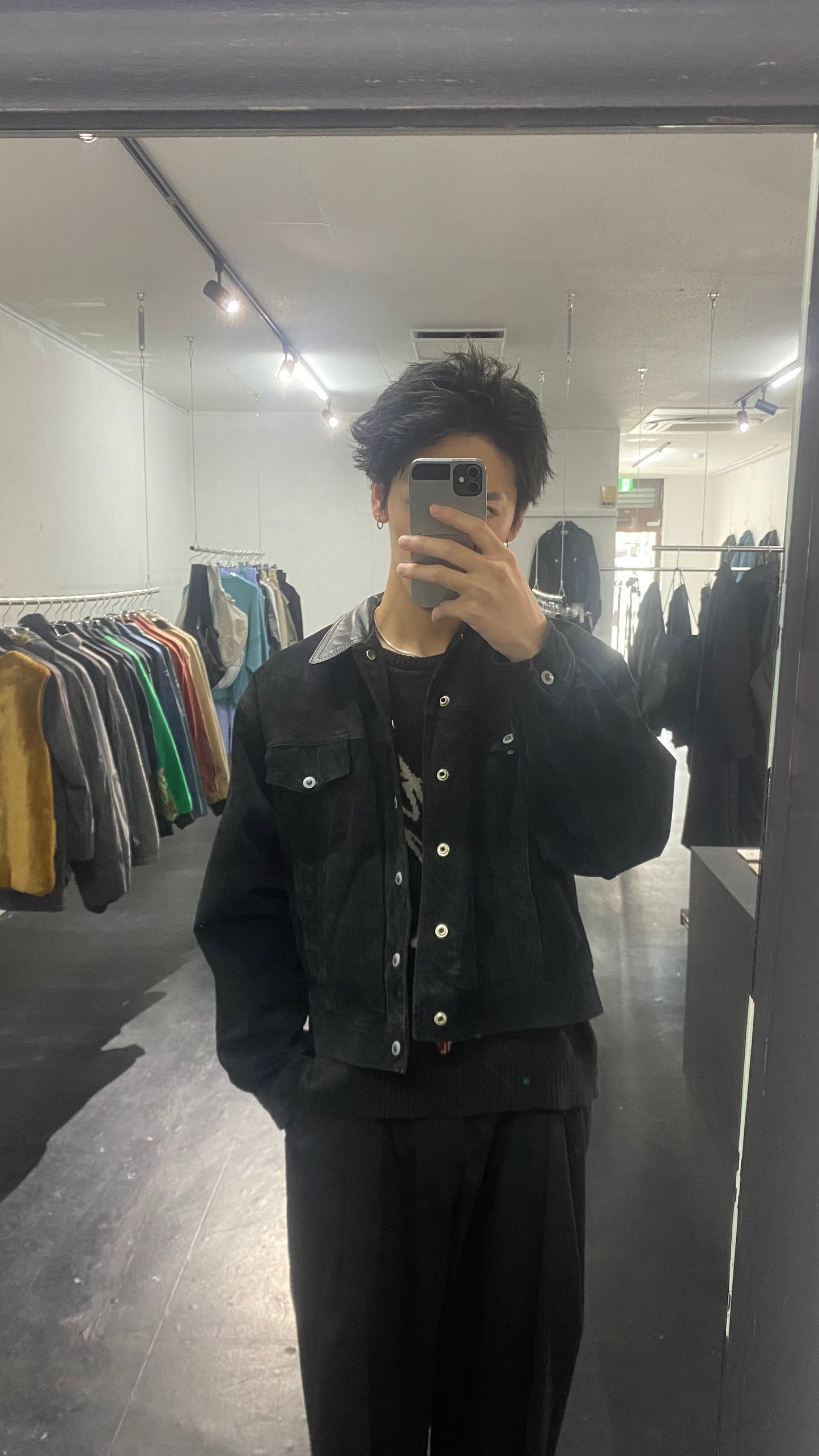 short length suède leather jacket