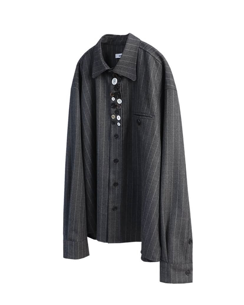 side. service Numerous Button Stripe Shirt in Wool