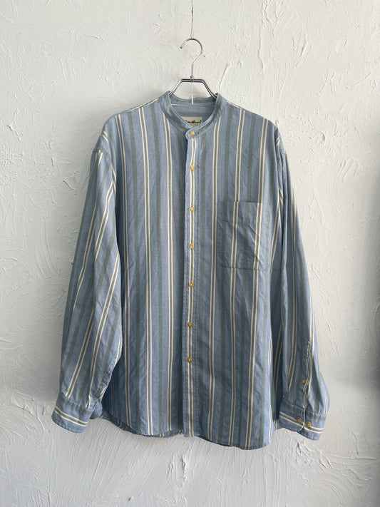 90s Eddie Bauer mulch stripe band collar shirt