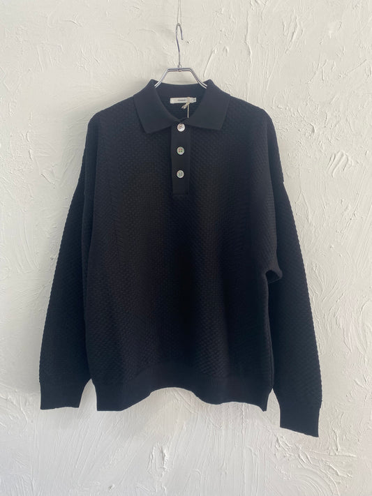 YASHIKI Sekka Knit Polo - BLACK