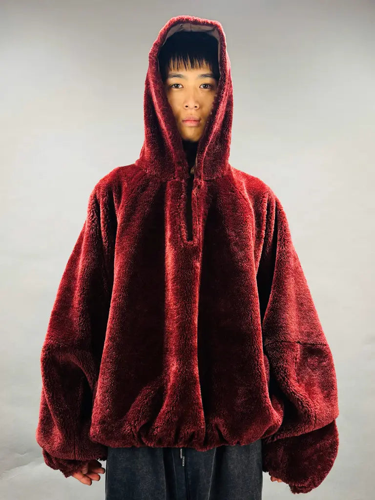 SYUMAN. REVERSIBLE HOODIE / BROWN WINE