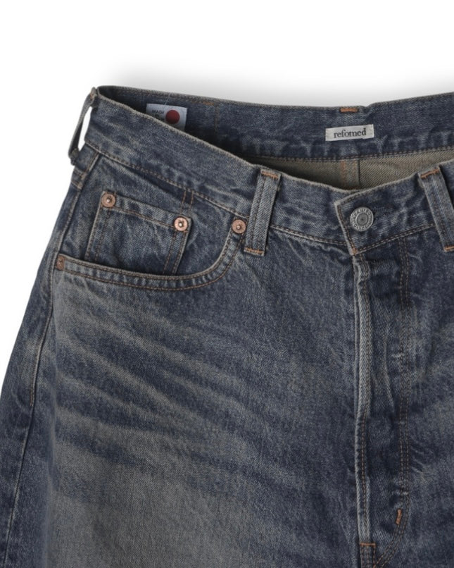 refomed FRESH MAN DENIM WIDE PANTS by EDWIN　"USED" DEEP INDIGO