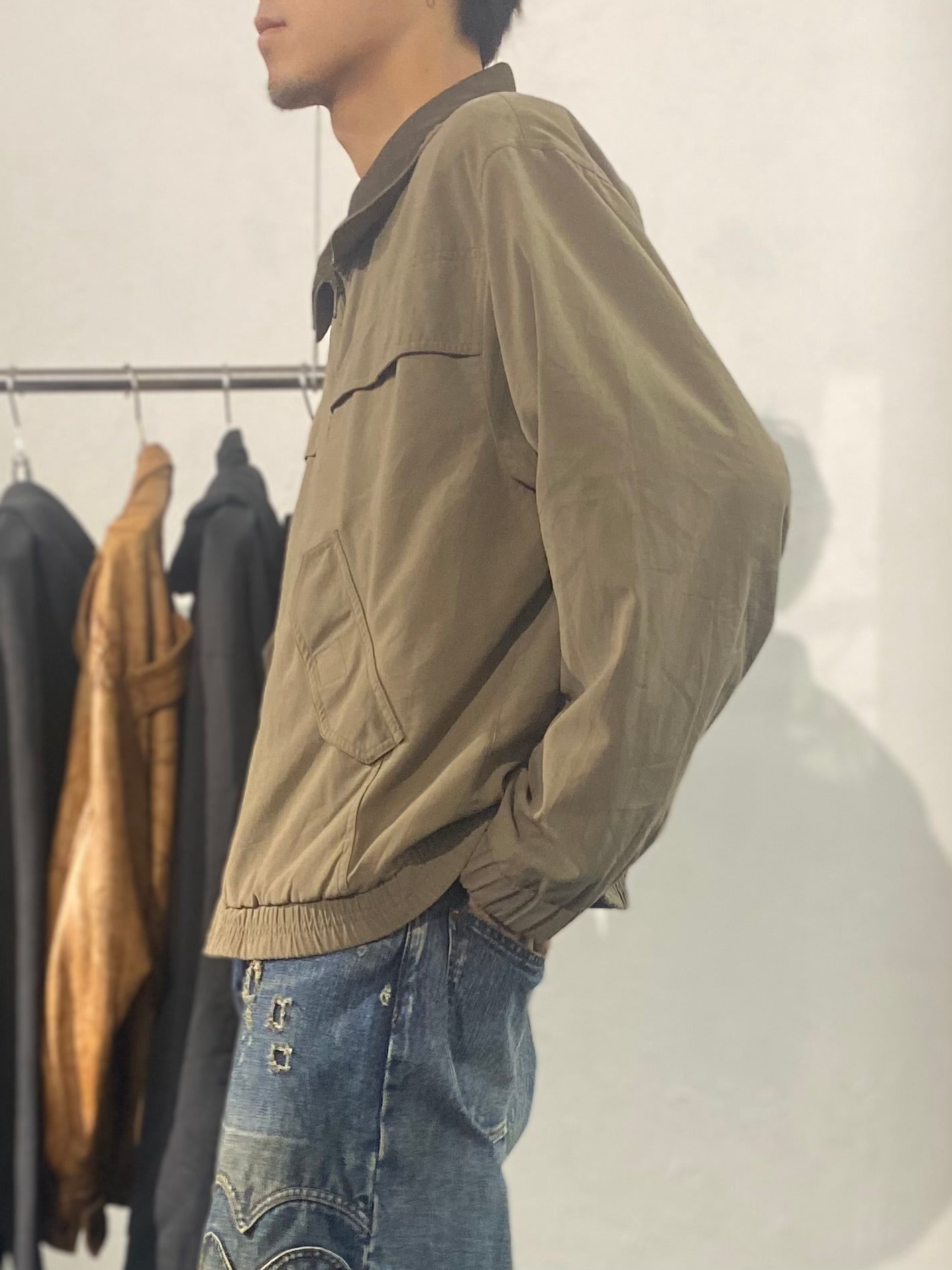 layered collar nylon jacket