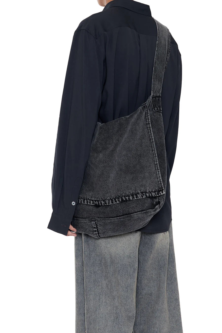 CODA BLACK ACID WASH DENIM CROSS BODY BAG