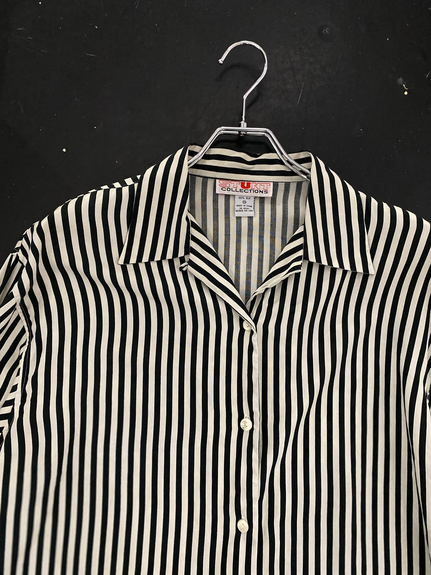 90s STUNT COLLECTIONS stripe silk shirt