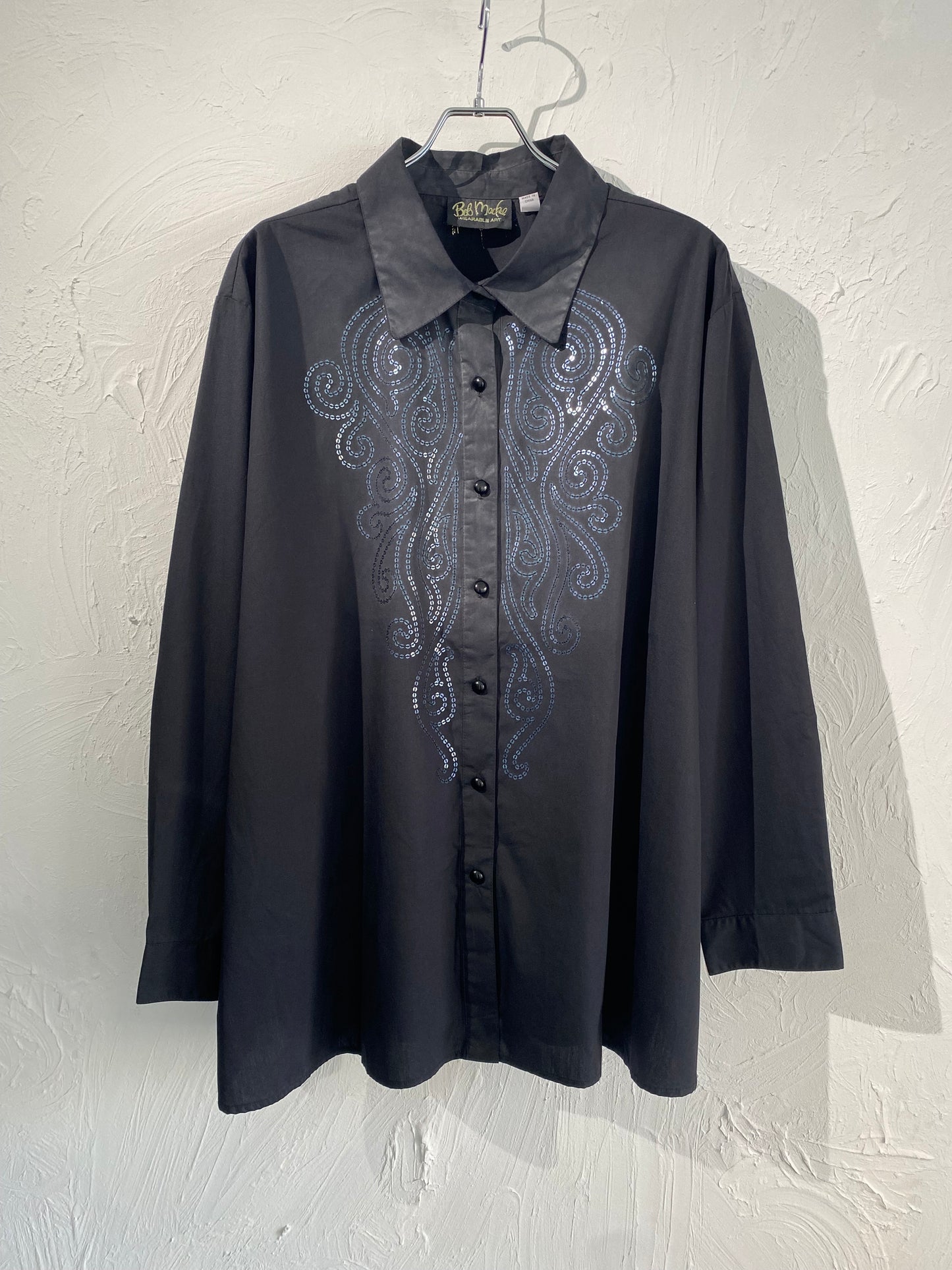 00s Bob Mackie sequins embroidery oversize shirt