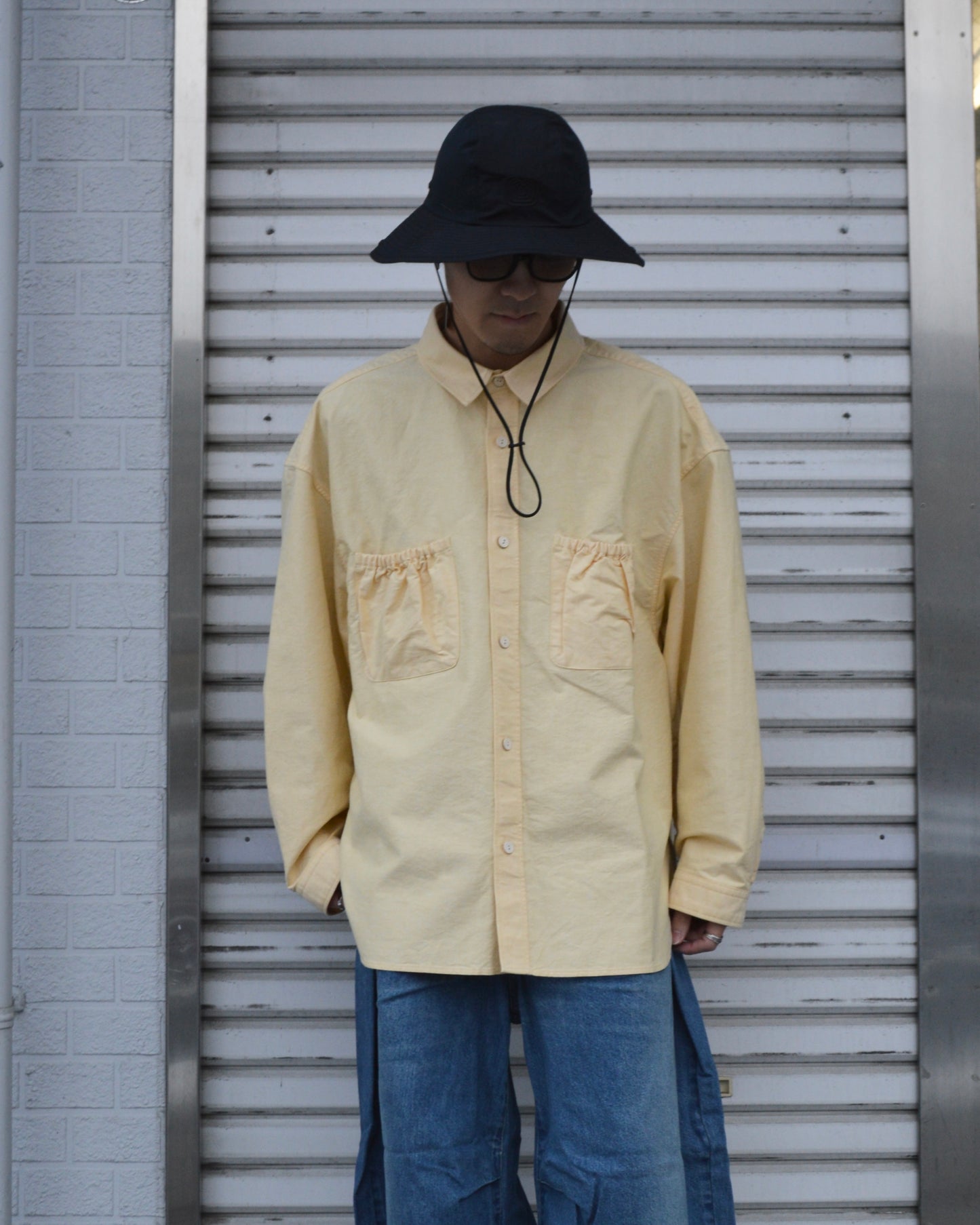 refomed WRIST PATCH WIDE SHIRT"OX" YELLOW