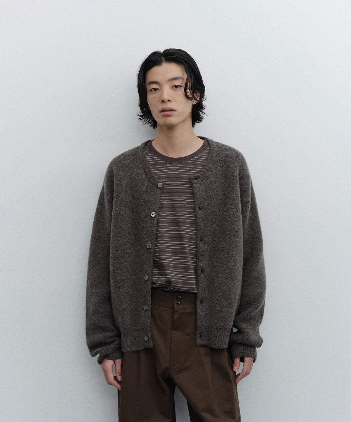 ANOTHER OFFICE Current Alpaca Roundneck Cardigan
