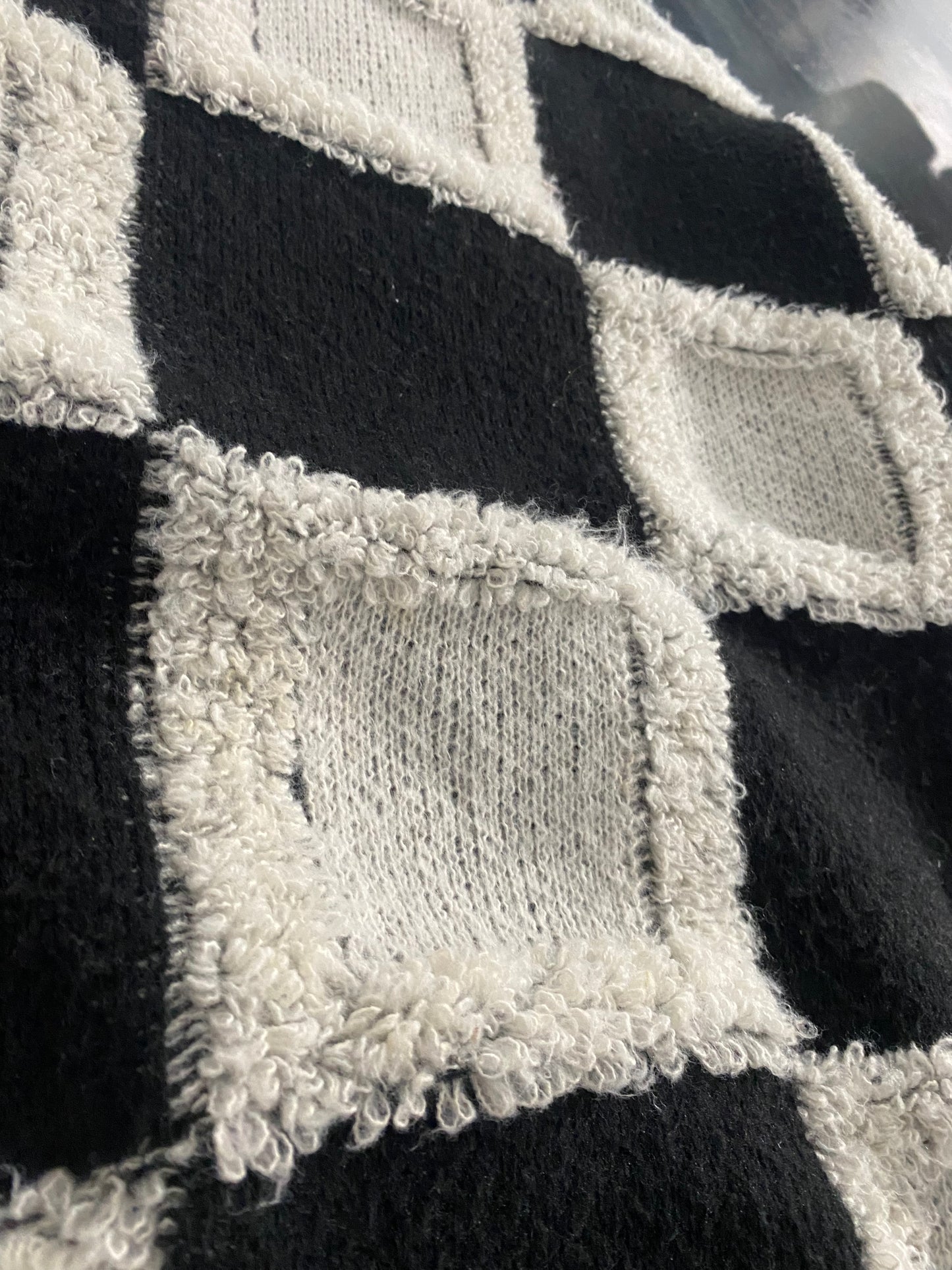 black and white design pile knit