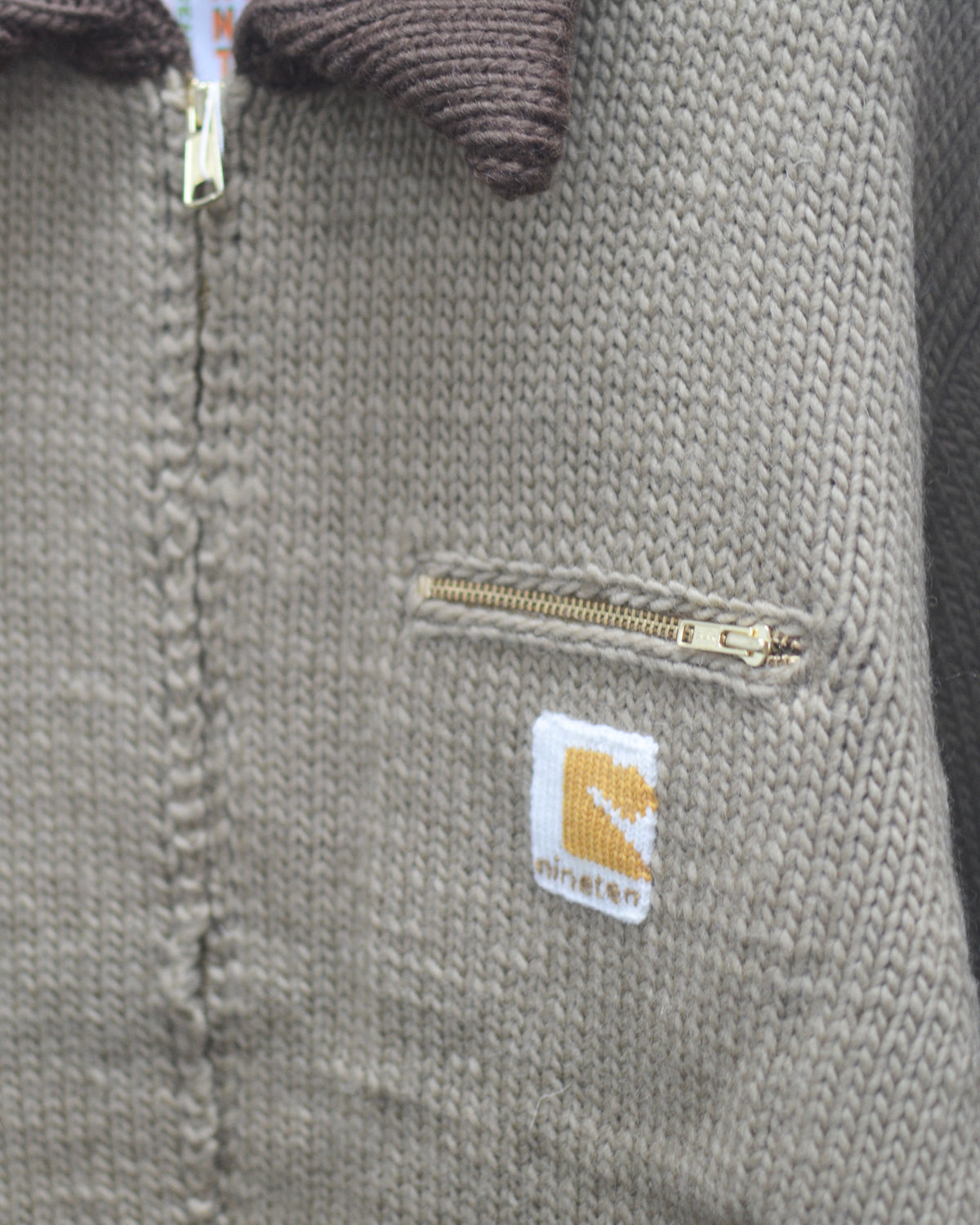 RICE NINE TEN HOME MADE KNITTING DETROIT JACKET TAN