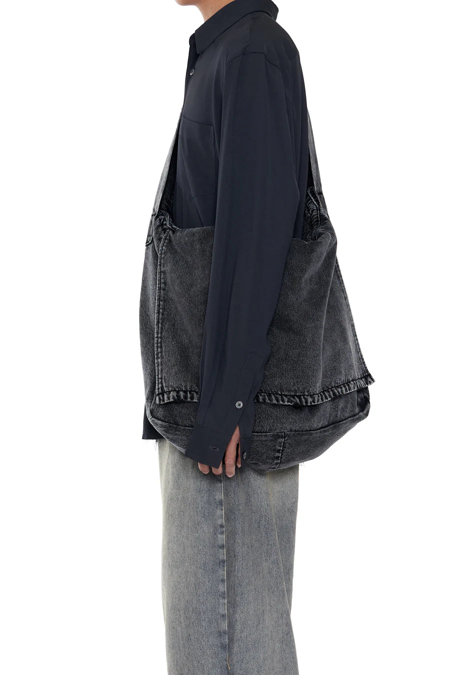 CODA BLACK ACID WASH DENIM CROSS BODY BAG