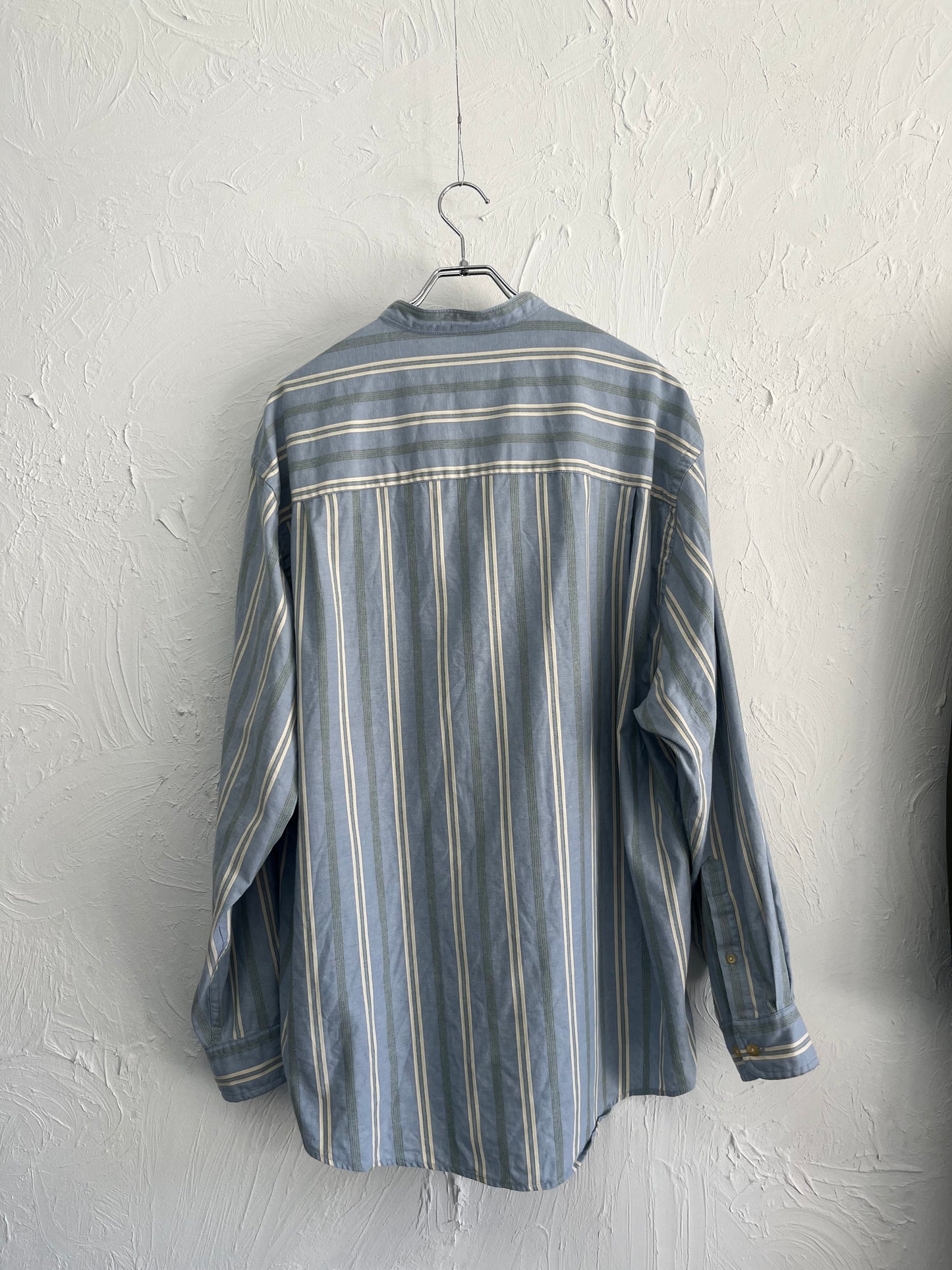 90s Eddie Bauer mulch stripe band collar shirt