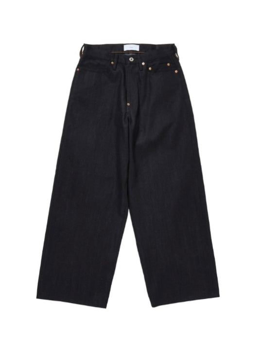 SUGARHILL TWISTED HEATHER DENIM PANTS WIDE CUT BLUE BLACK