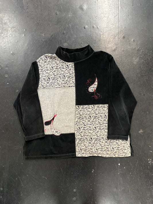 velours hi neck cut sew