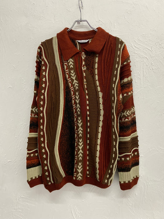 fair isle pattern design polo knit