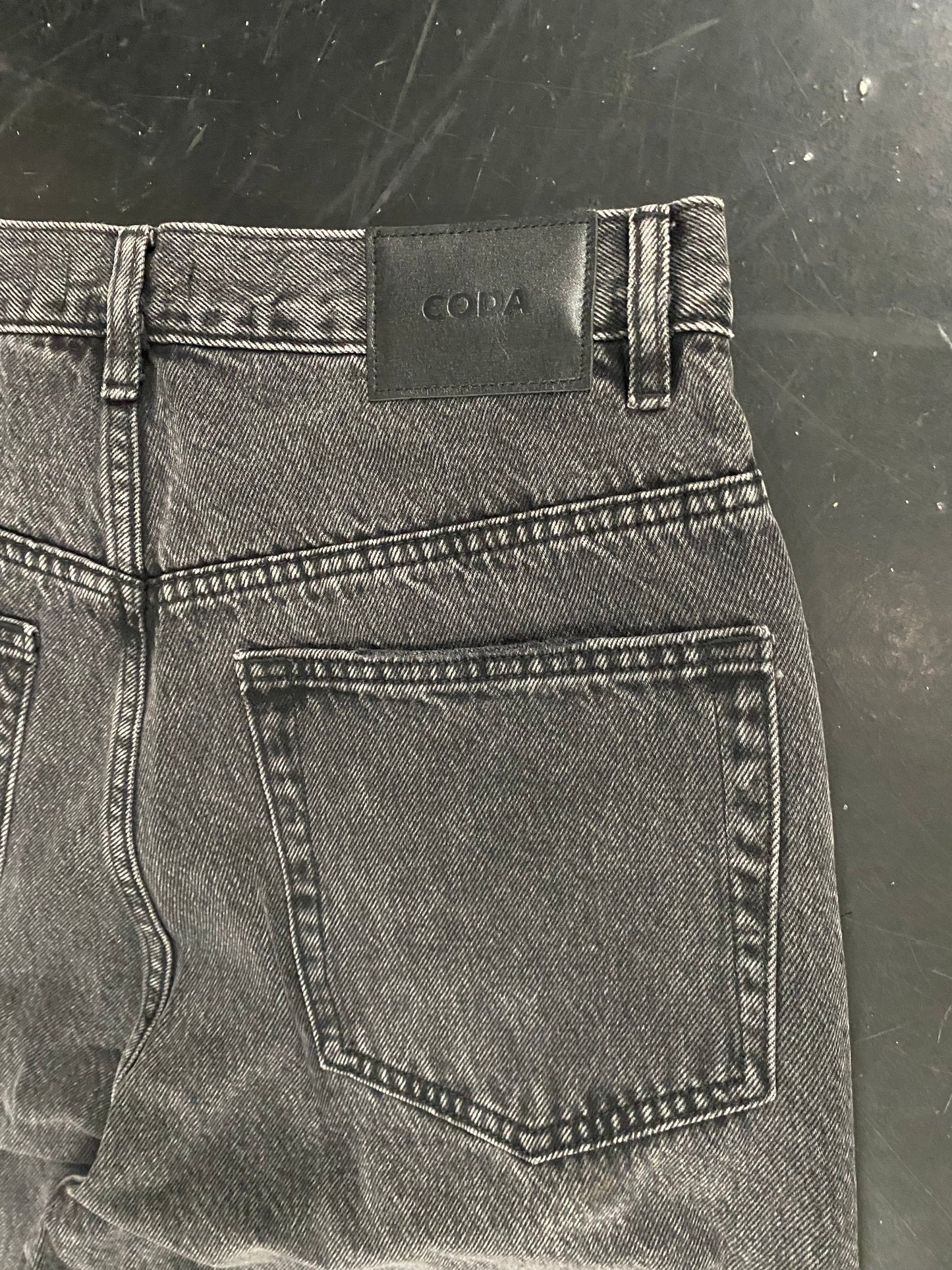 CODA BLACK ACID WASH BREAK CUT STRAIGHT JEANS