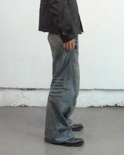 NVRFRGT 3D TWISTED WIDE LEG JEANS　DIRTY FADED INDIGO