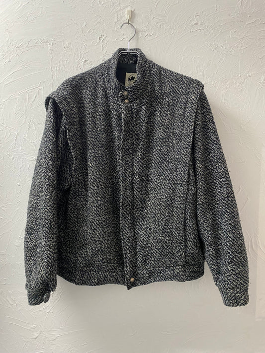 80s SADDLERY mix color wool blouson