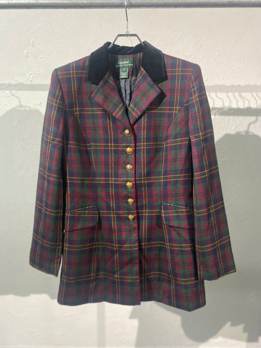 90s LAUREN RALPH LAUREN tartan check wool blazer