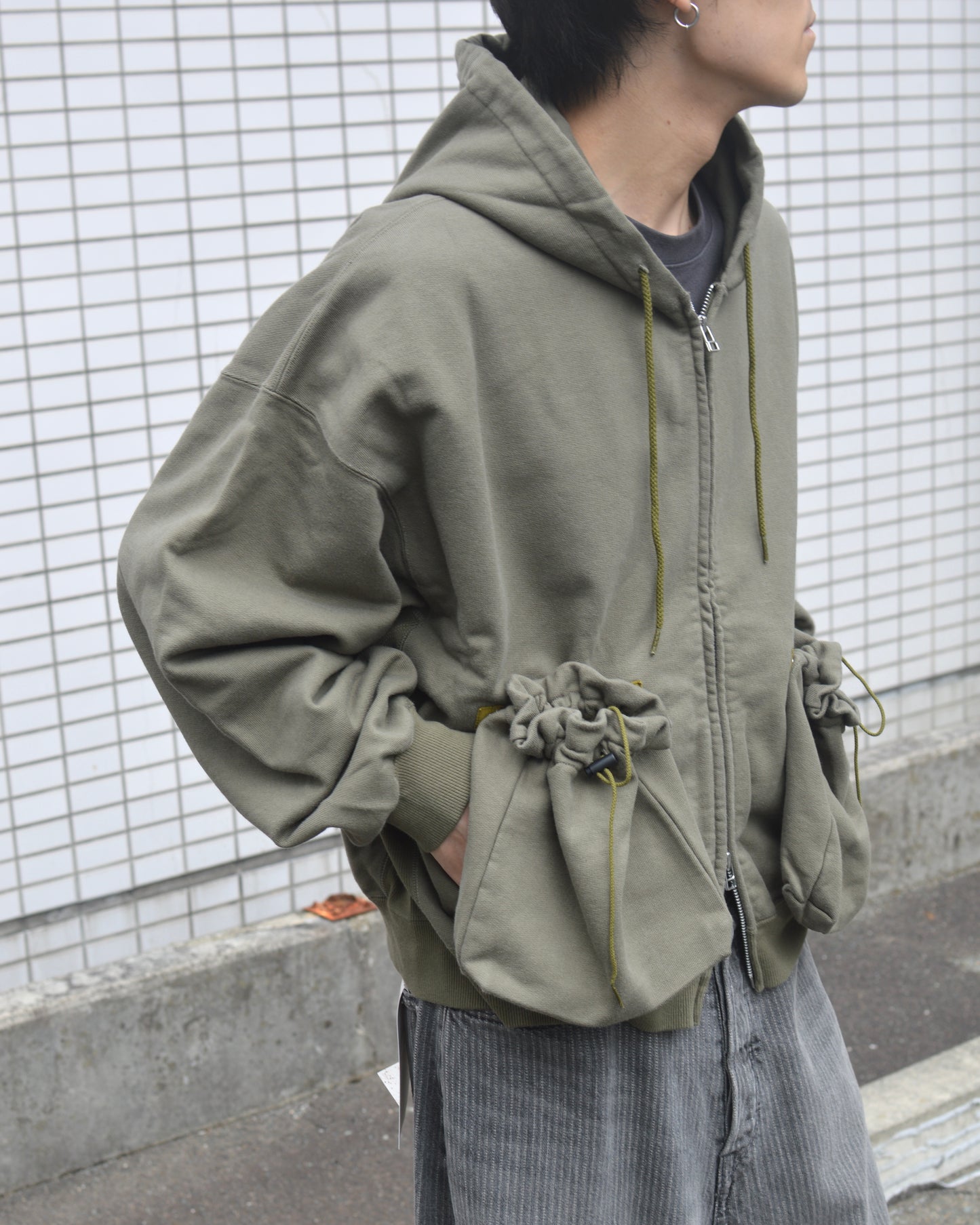 refomed "KINCHAKU" ZIP UP HOODIE
