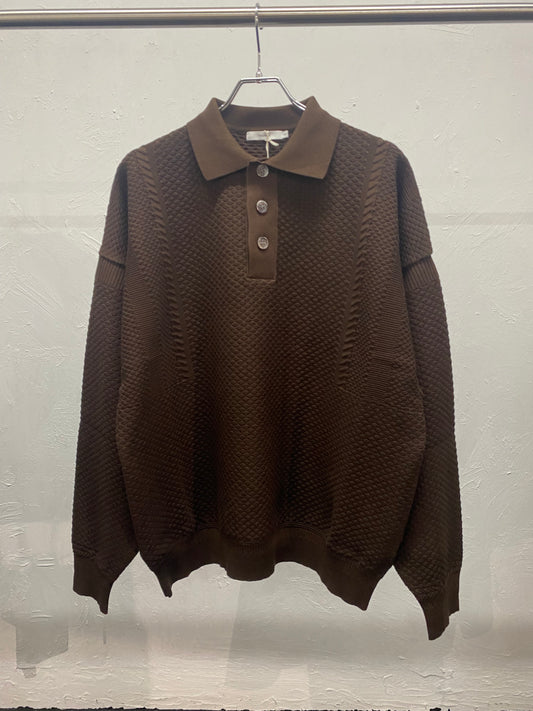 YASHIKI Sekka Knit Polo - BROWN