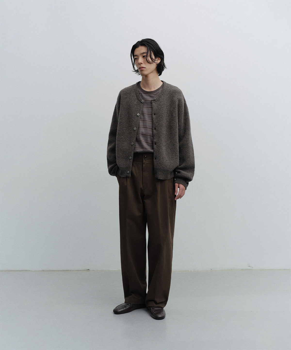 ANOTHER OFFICE Current Alpaca Roundneck Cardigan