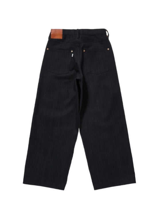 SUGARHILL TWISTED HEATHER DENIM PANTS WIDE CUT BLUE BLACK
