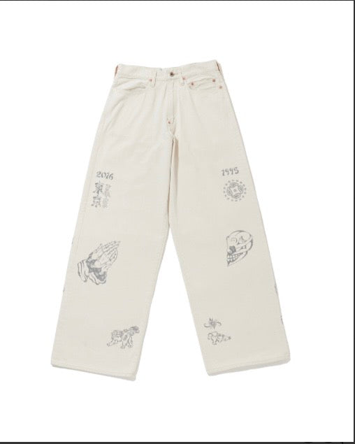 SUGARHILL TATTOO FLASH PRINT MODERN DENIM WIDE CUT