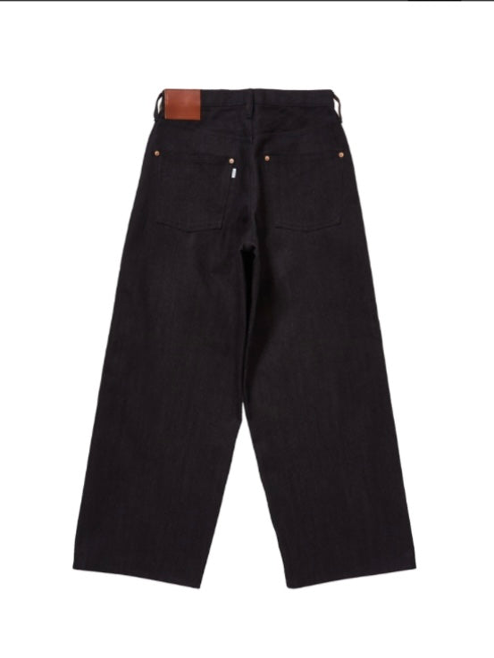 SUGARHILL TWISTED HEATHER DENIM PANTS WIDE CUT　RED BLACK