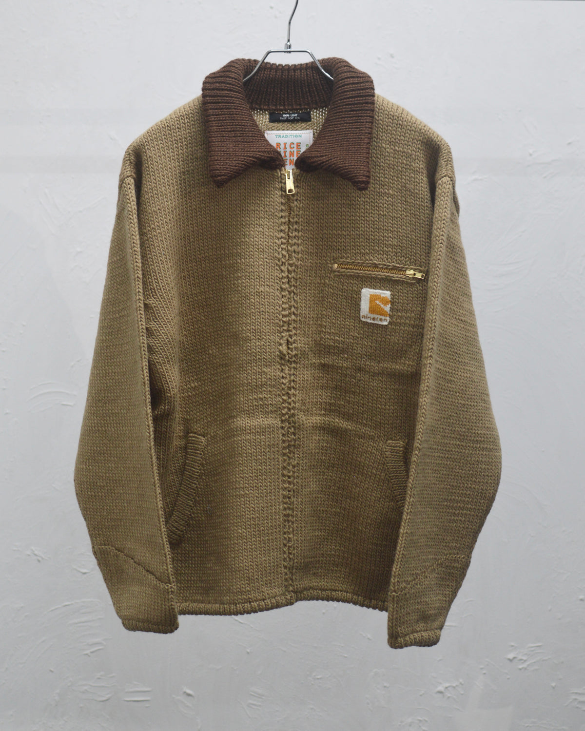 RICE NINE TEN HOME MADE KNITTING DETROIT JACKET TAN