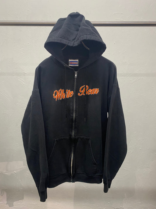 90s White Bear logo zip up hoodie