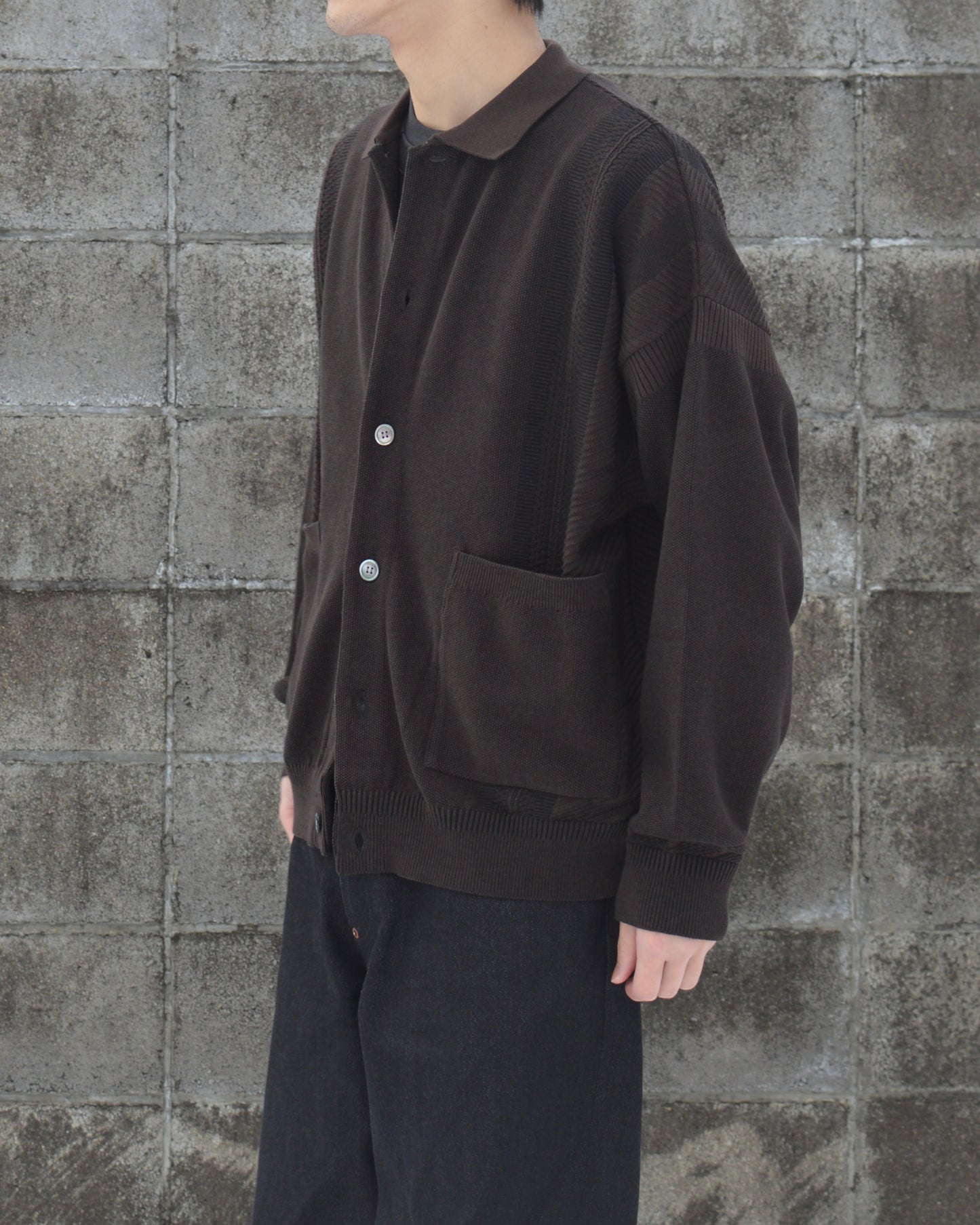 YASHIKI Kokuu Collar Cardigan BROWN
