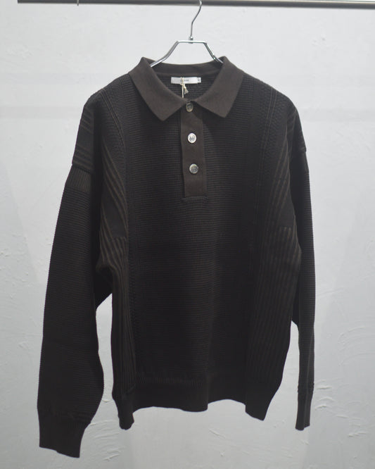 YASHIKI Akisame Knit Polo BROWN