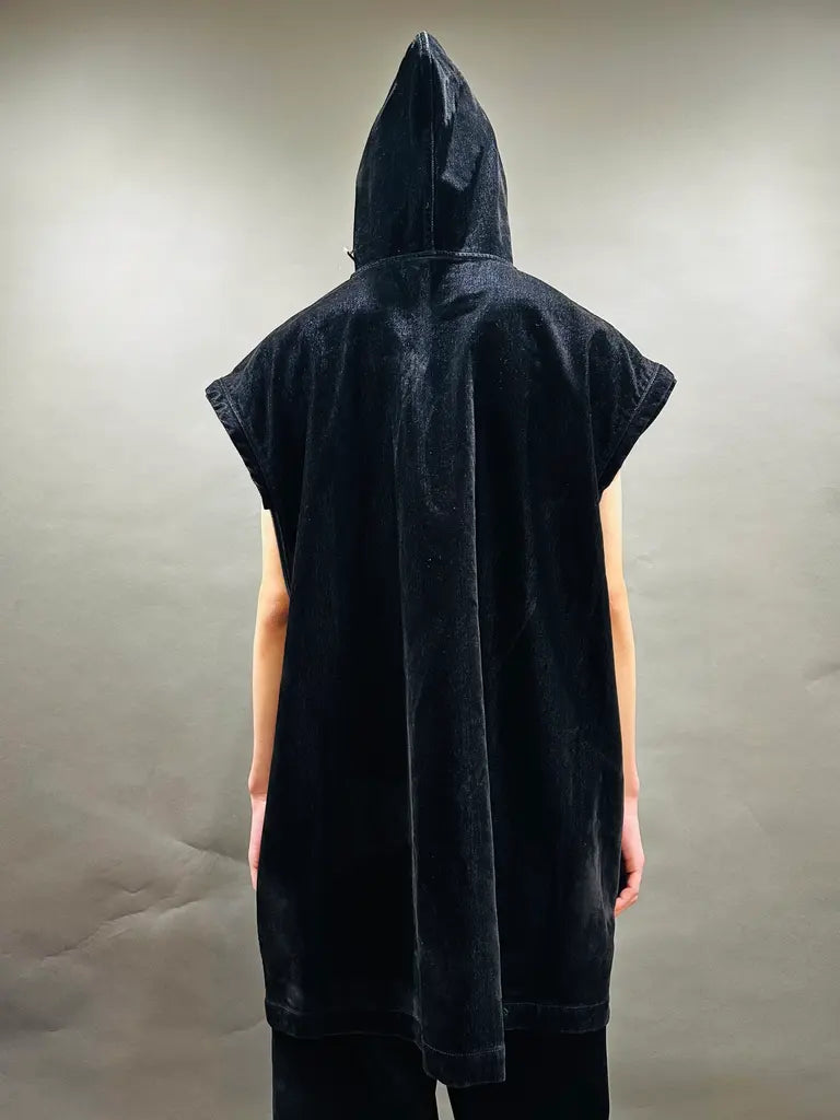 SYUMAN.　COVERED DENIM HOODIE - Coat / BLACK