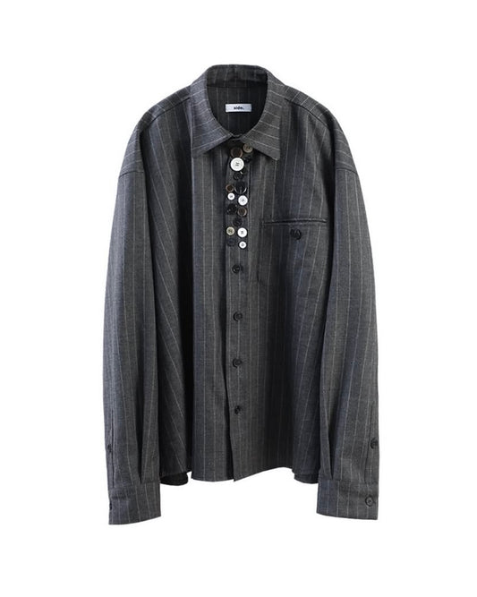 side. service Numerous Button Stripe Shirt in Wool