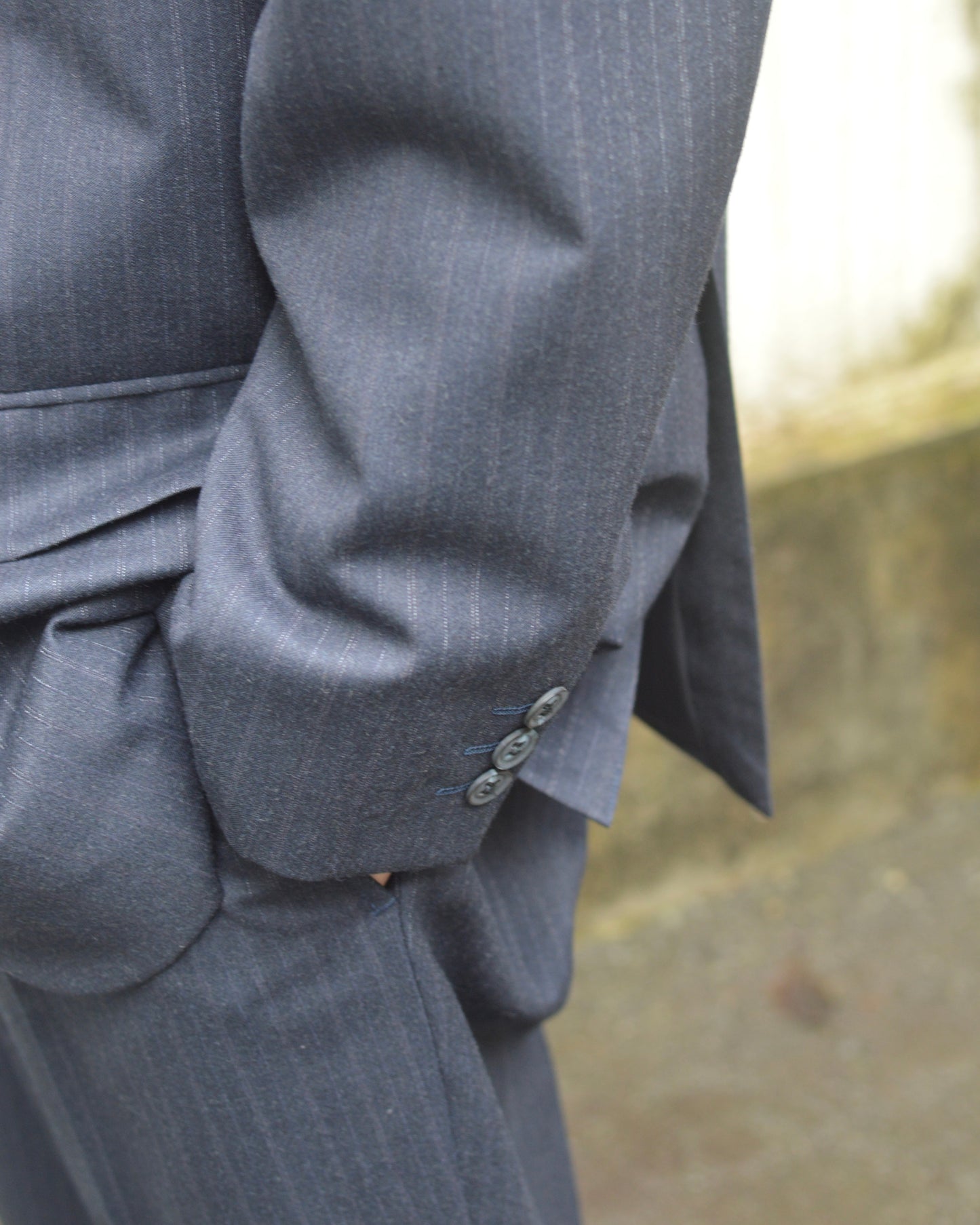 BALENCIAGA PARIS wool stripe tailored set-up