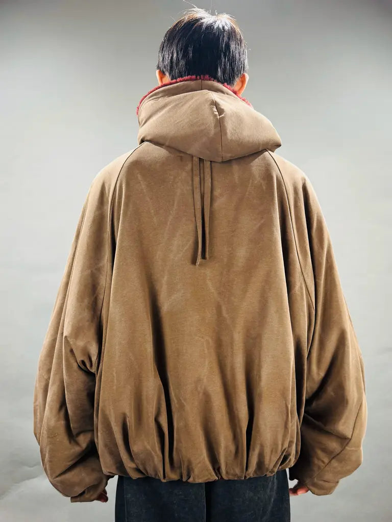 SYUMAN. REVERSIBLE HOODIE / BROWN WINE