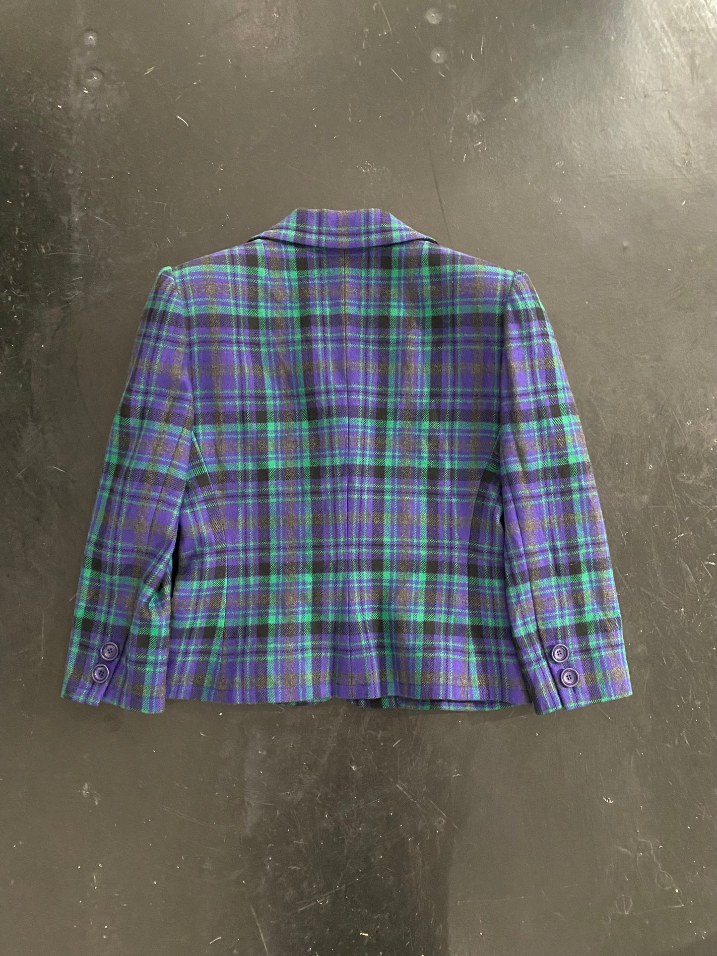 80s GIVENCHY check pattern wool short jacket