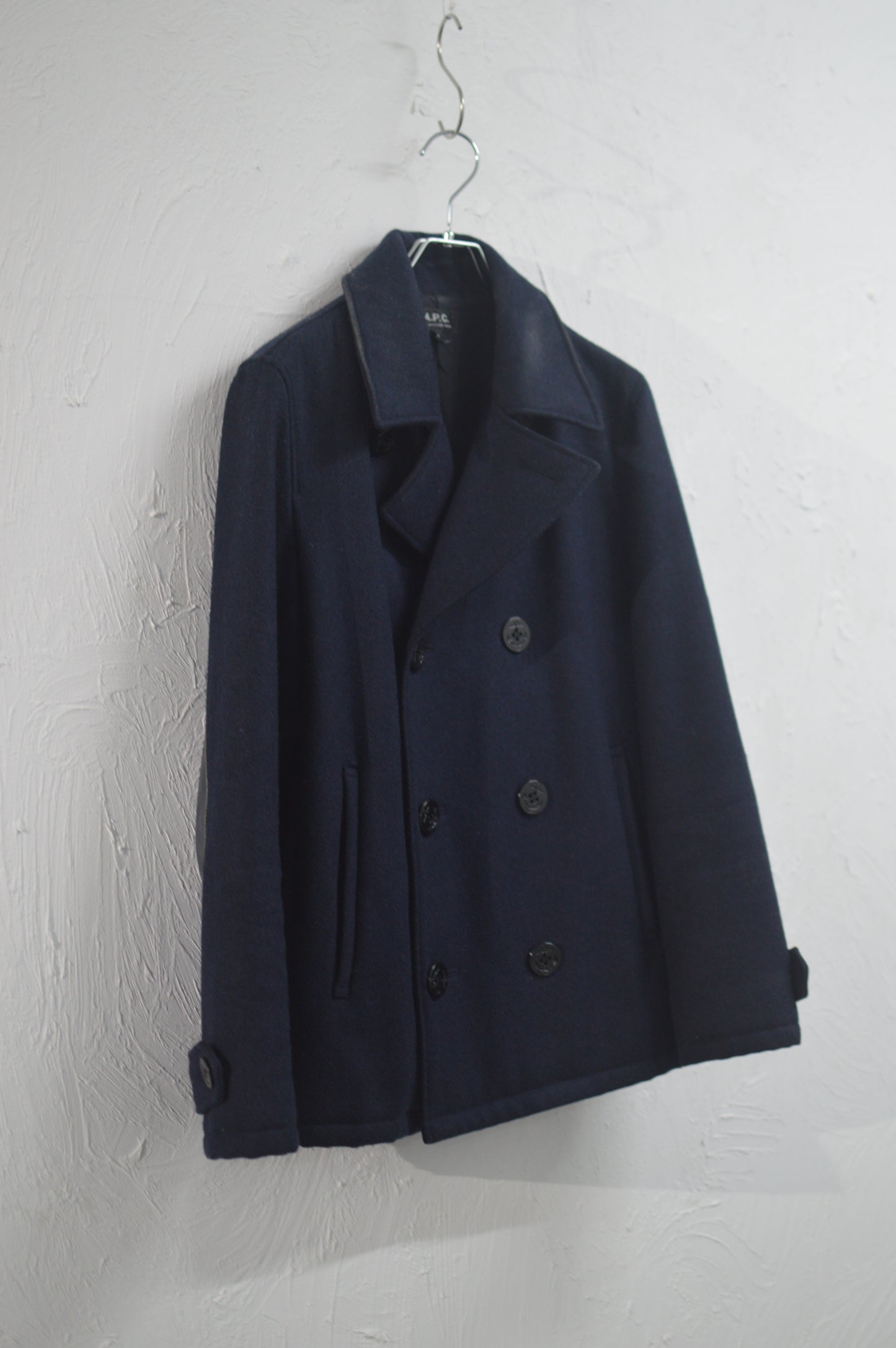 A.P.C. Wool Pea Coat with Elbow Patches