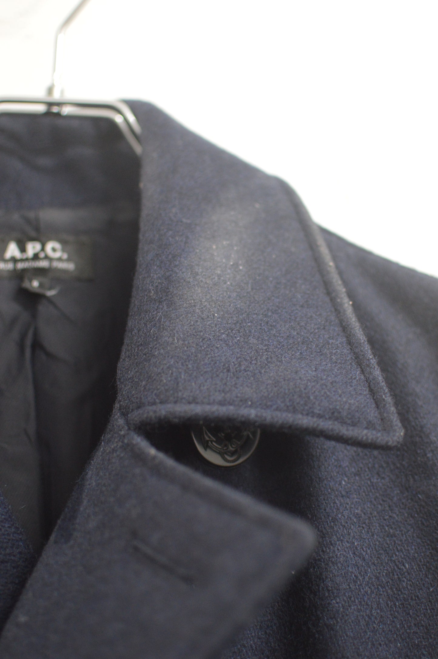 A.P.C. Wool Pea Coat with Elbow Patches