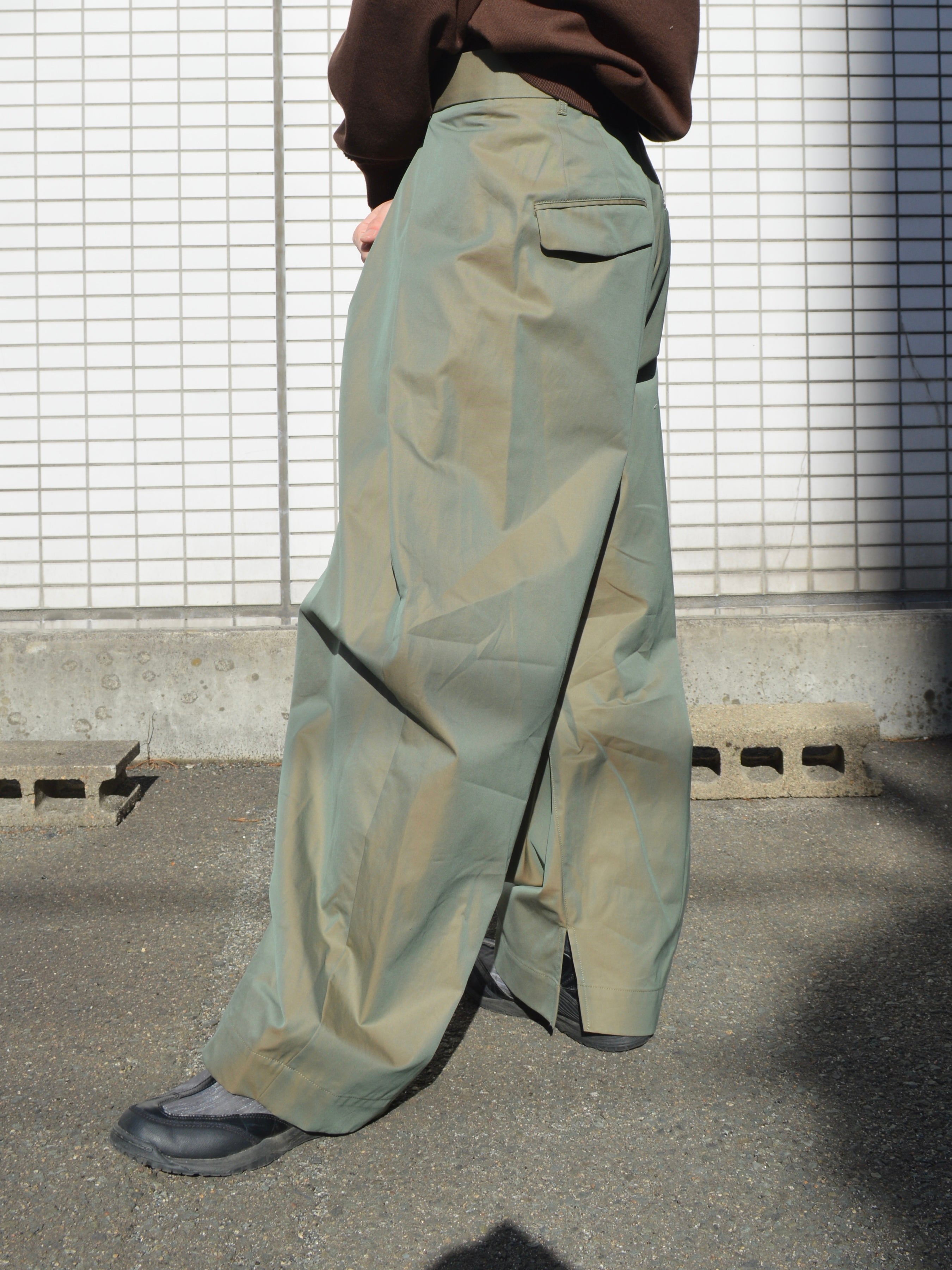 BASE MARK wide chino pants khaki