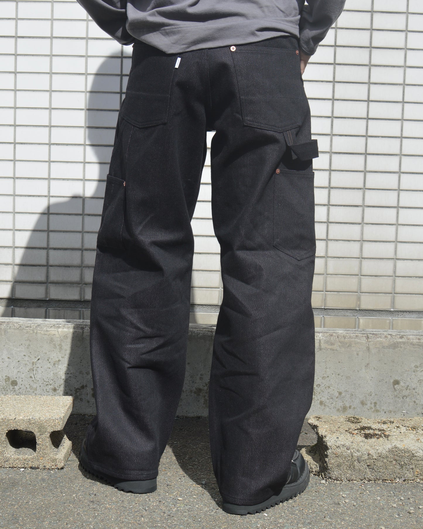 SUGARHILL TWISTED HEATHER DENIM PANTS DOUBLE KNEE  RED x BLACK