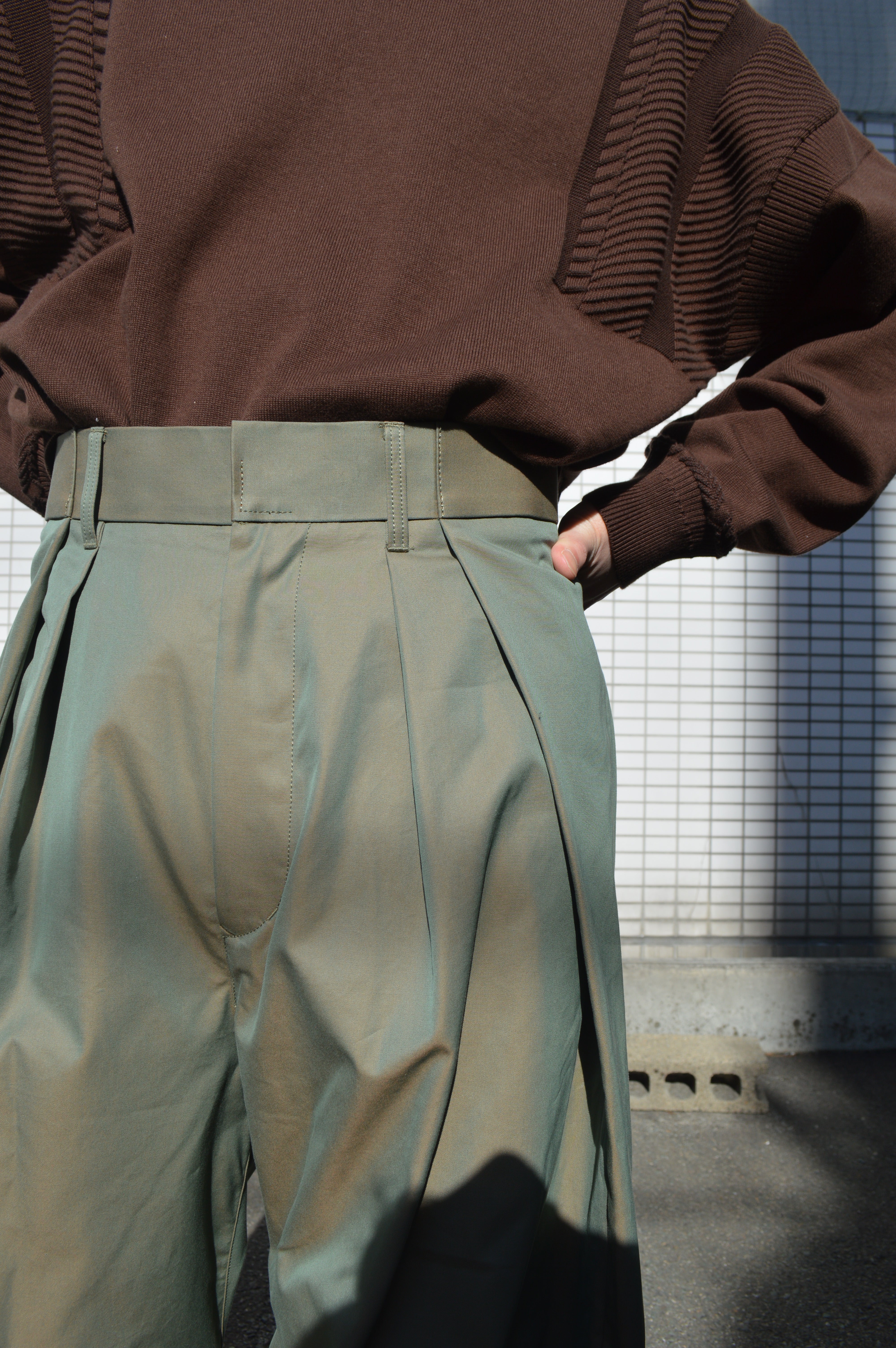 BASE MARK wide chino pants khaki